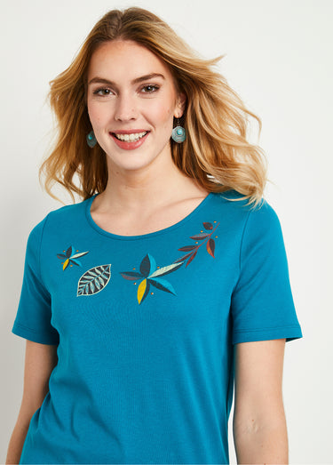 T-shirt droit long manches courtes Aqua