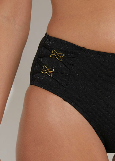 Maillot de bain 2 pièces rayé métallisé Noir