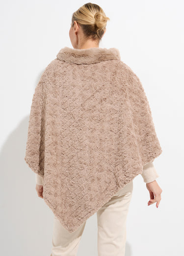Poncho col montant en polaire façon sherpa Taupe