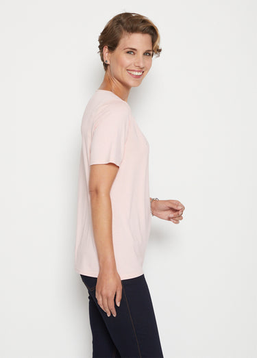 T-shirt manches courtes clouté fantaisie Rose