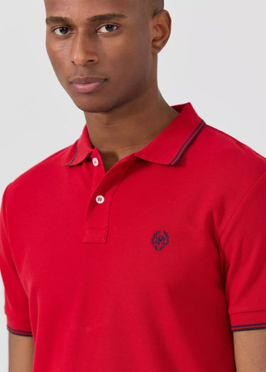 Polo manches courtes détails contrastés Rouge
