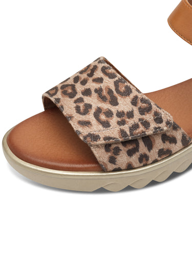Sandales confortables semelle compensée Leopard