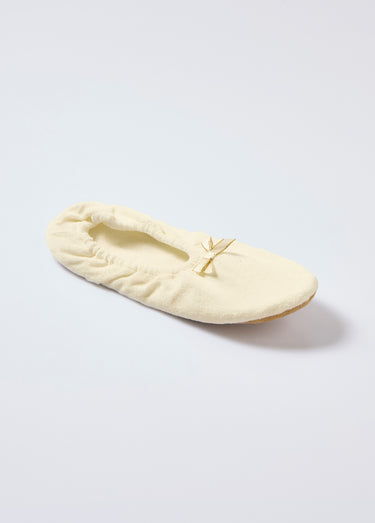 Chaussons façon ballerines en velours Blanc
