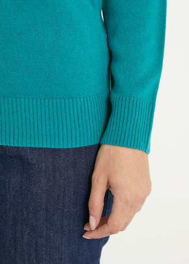 Pull doux col V manches longues Vert