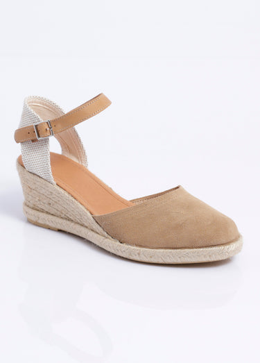 Espadrilles compensées cuir semelles corde Beige