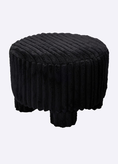 Pouf en velours à grosses cotes Noir