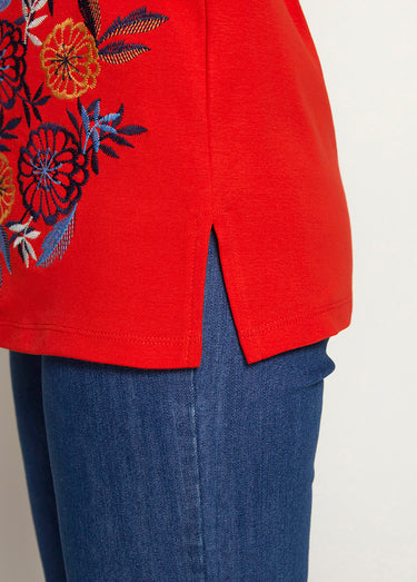 T-shirt manches courtes brodé ou imprimé Uni Corail