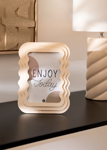 Cadre photo forme ondulée, 13x18cm Beige