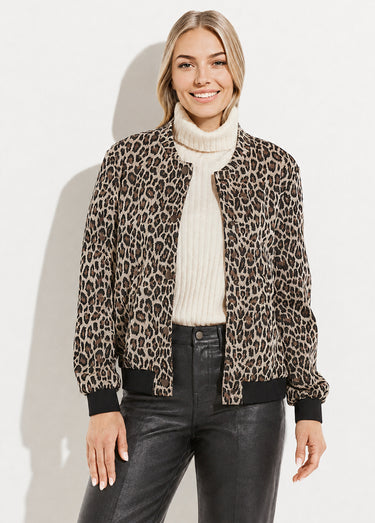 Blouson esprit bomber imprimé peau de bête Beige/Noir