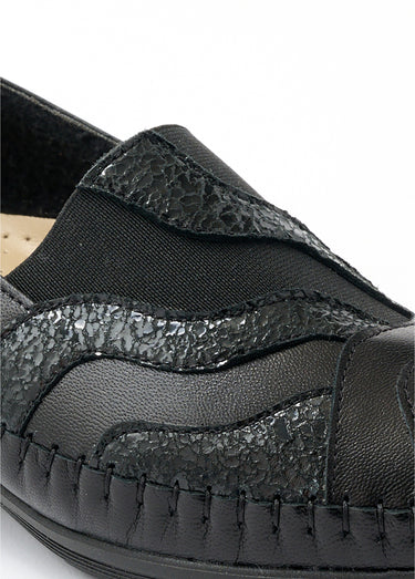 Mocassins cuir largeur confort fantaisie Noir