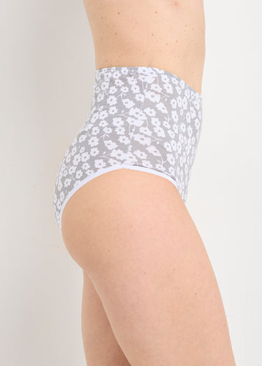 Culotte taille haute imprimée - lot de 4 Gris/Blanc