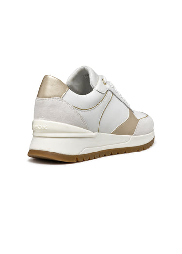 Baskets à lacets avec semelle compensée Blanc / Doré