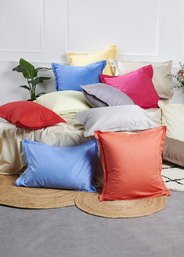 Taie pur coton uni RELAX Rouge capucine