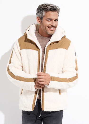 Veste chaude polaire sherpa façon moutonné Camel
