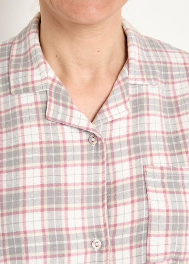 Chemise de nuit liquette flanelle carreaux coton gratté Ecossais Gris