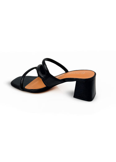 Mules talon recouvert, dessus fantaisie Noir