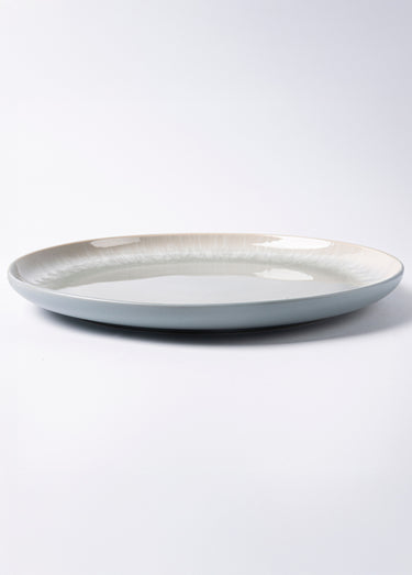 Service de table en grès émaillé 12 pièces, Iris 1 Bleu / Gris