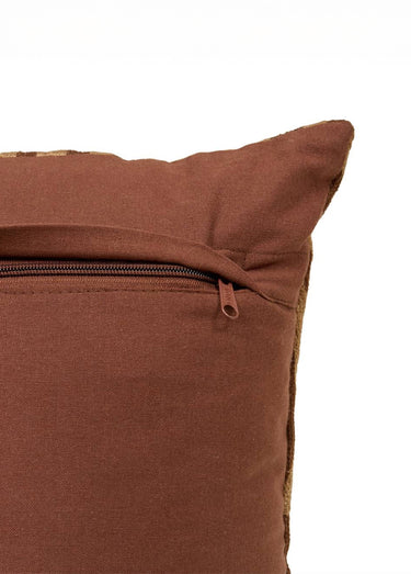 Coussin déhoussable, motif brodé Hary Marron