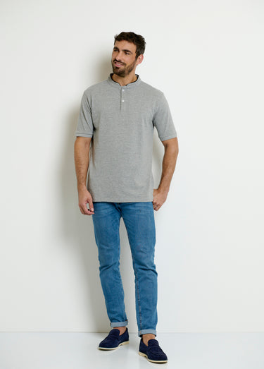 Polo col officier contrastant Gris