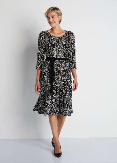 Robe courte maille chaude imprimée Imp Noir/Blanc