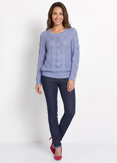 Pull doux en maille fantaisie Bleu Grise