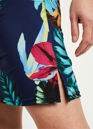 Robe débardeur courte imprimé tropical Fond Marine