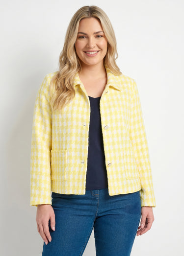 Veste pied de poule courte Jaune/Blanc