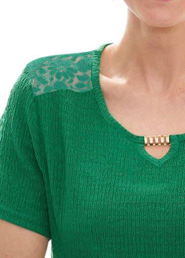 T-shirt court dentelle Vert