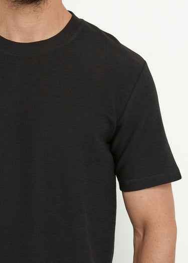 T-shirt col rond épais maille texturée Noir