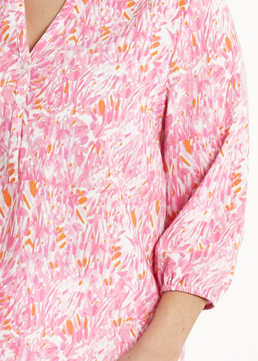 Tunique ample longue imprimée manches 3/4 Imprime/Rose