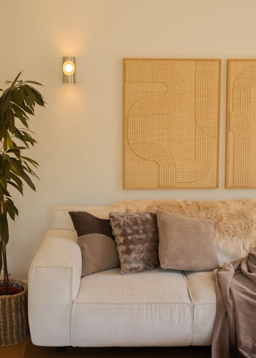 Coussin déco fantaisie, fausse fourrure Taupe