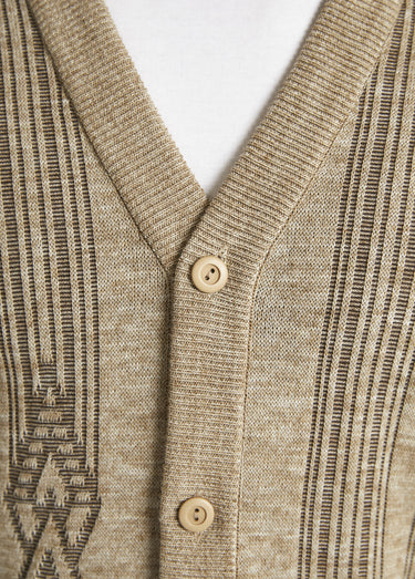 Gilet col V boutonné manches longues laine Chine Beige