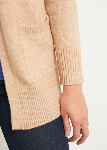 Gilet chiné long bord à bord avec laine Sable