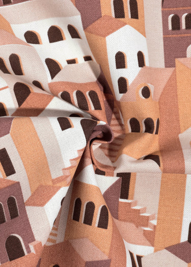 Coupon déco, motif maisons 3x1,4m Brique