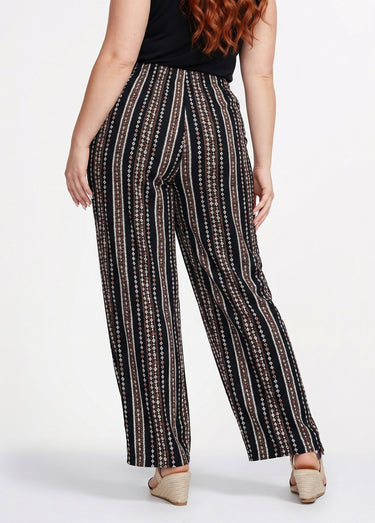 Pantalon imprimé taille élastiquée Fond Noir