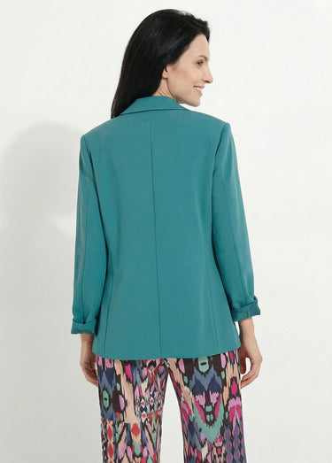 Veste blazer unie coupe droite col tailleur Vert