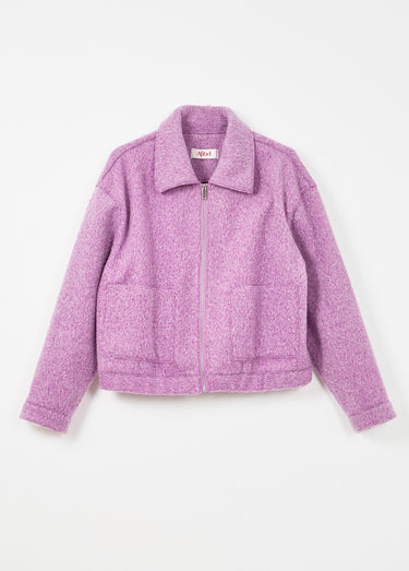 Blouson zippé tissu bouclette uni Parme