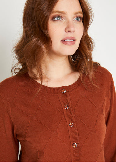 Gilet cardigan uni boutonné modal mélangé Noisette