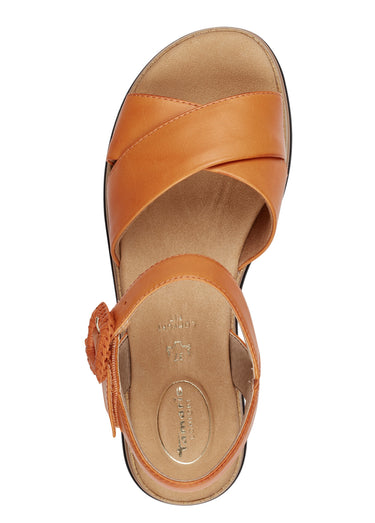 Sandales en cuir avec brides croisées Orange