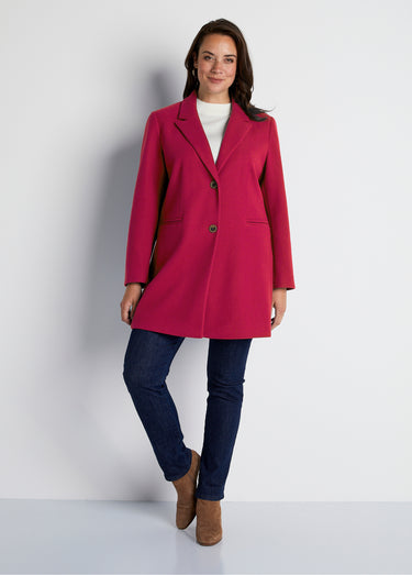 Manteau col tailleur aspect lainage Grenat