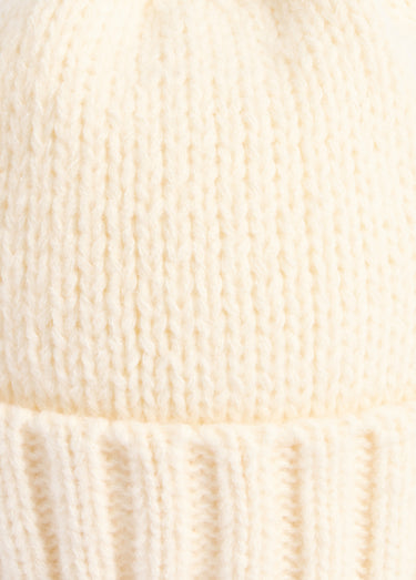Bonnet pastel en maille cotelée à revers Ecru
