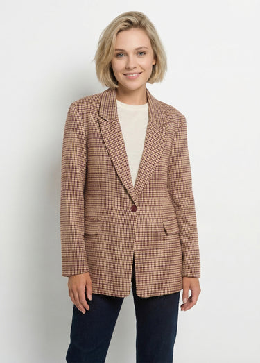 Veste à carreaux 1 bouton style blazer Carreaux Bordeaux