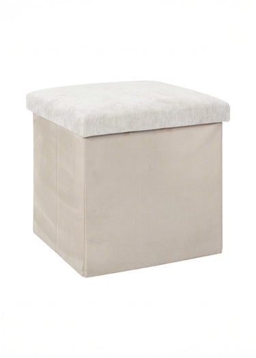 Pouf bouclette avec coffre de rangement 1B Beige