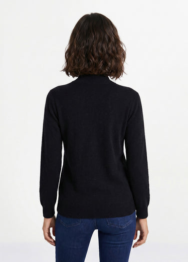 Pull chaud col montant avec laine et angora Noir