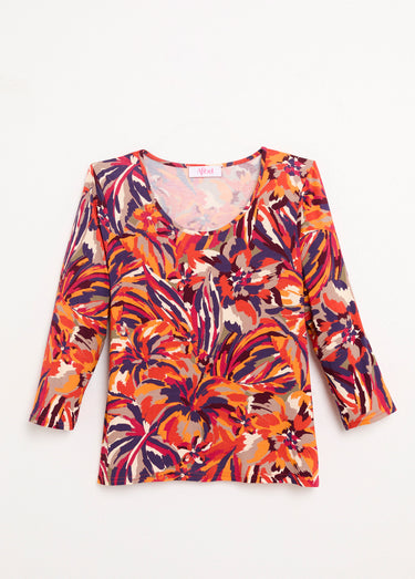 T-shirt col rond manches 3/4 imprimé Imprime Miel