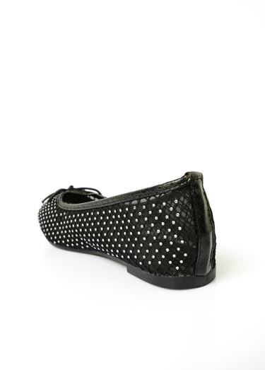 Ballerines plates avec petit talon et strass Noir