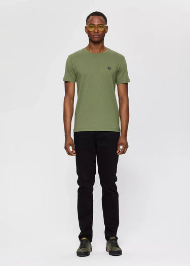 T-shirt col rond essentiel, logo poitrine Kaki