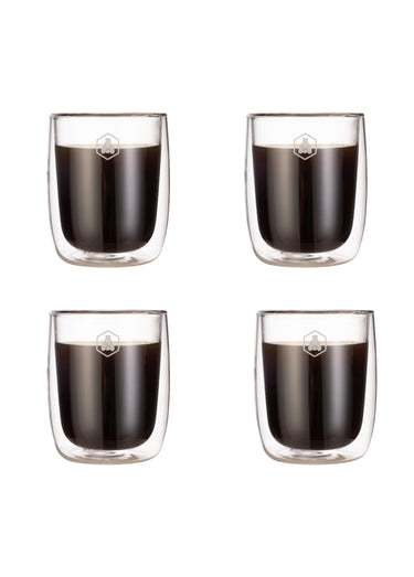 Set 4 tasses 10cl verre double paroi Blanc