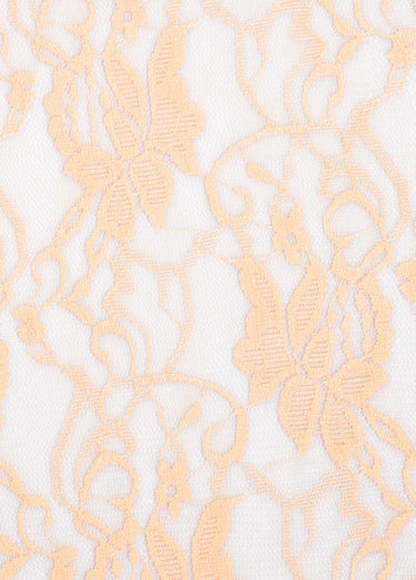 Coupon tissu broderie fleurs et tulle 3O Orange