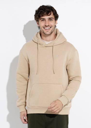 Sweat molleton à capuche poche kangourou Beige